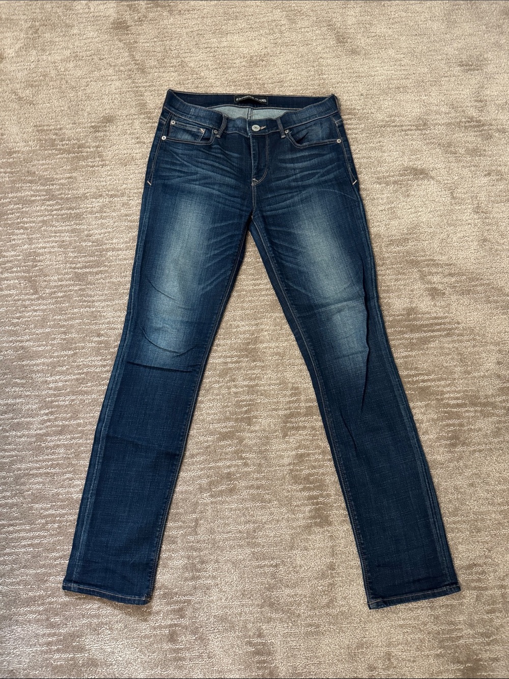 Express Women's Dark Indigo Mid-Rise Skinny Jeans